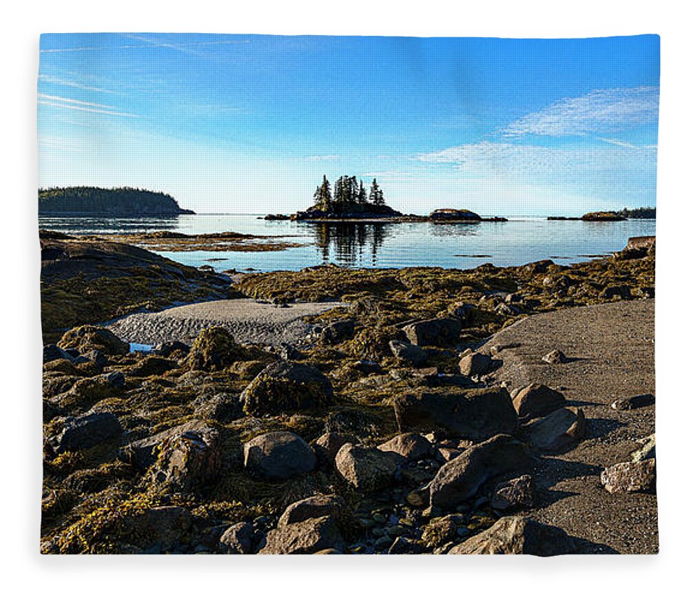 Down East Maine Fleece Blanket featuring the photograph Incoming Tide At Wallace Cove by Marty Saccone