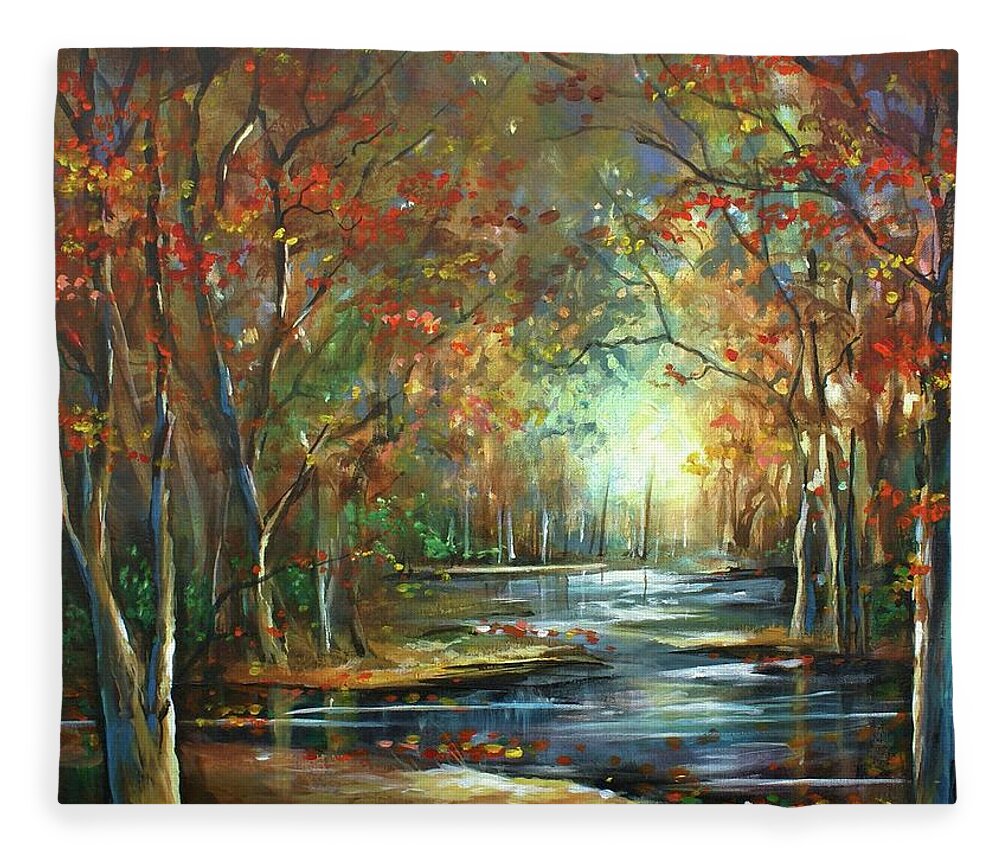 Landscape Fleece Blanket featuring the painting Indian Summer by Michael Lang