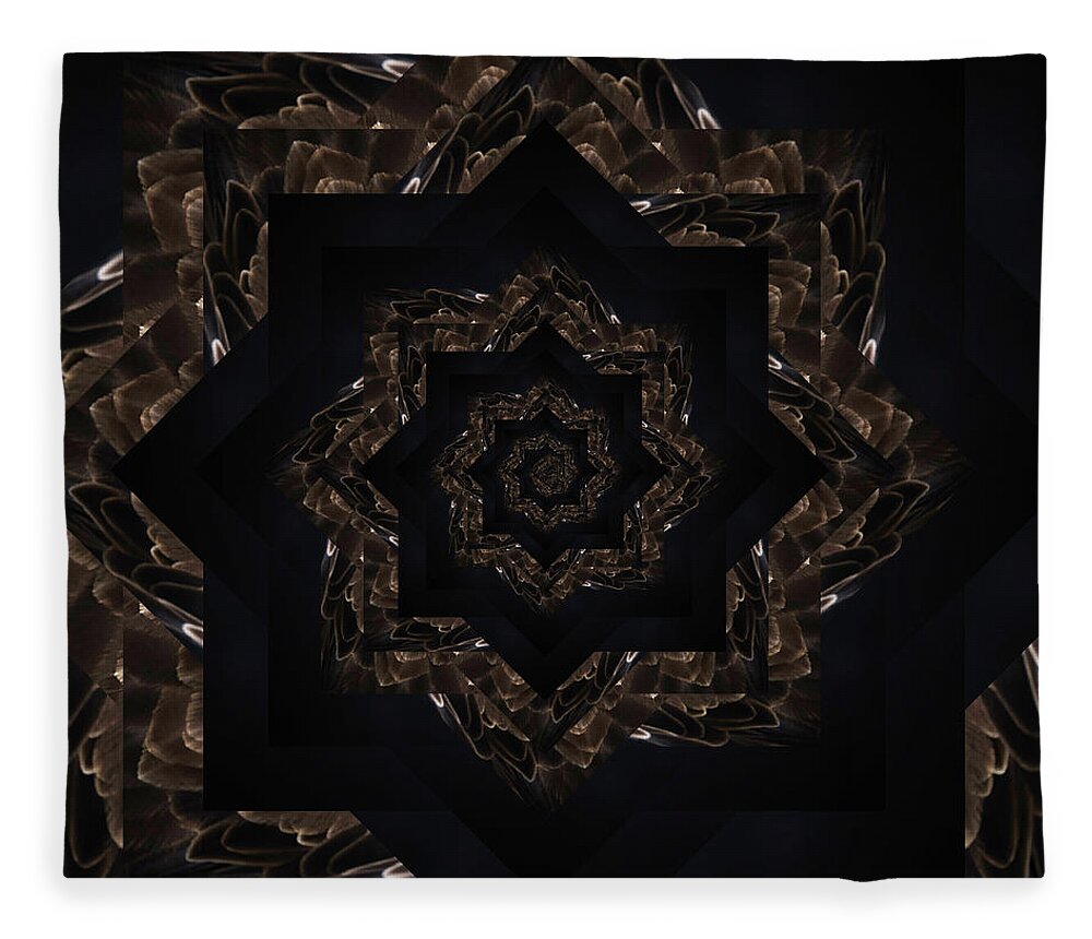 Grid Fleece Blanket featuring the digital art Infinity Tunnel Star Eagle Feathers by Pelo Blanco Photo