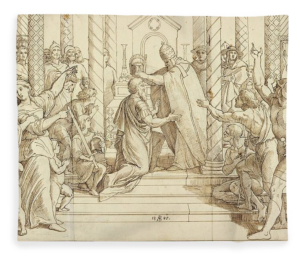 Judith Leyster Fleece Blanket featuring the painting Inhaling van prinses Wilhelmina van Pruisen te Berlijn, 1789 by Padre Martini by MotionAge Designs