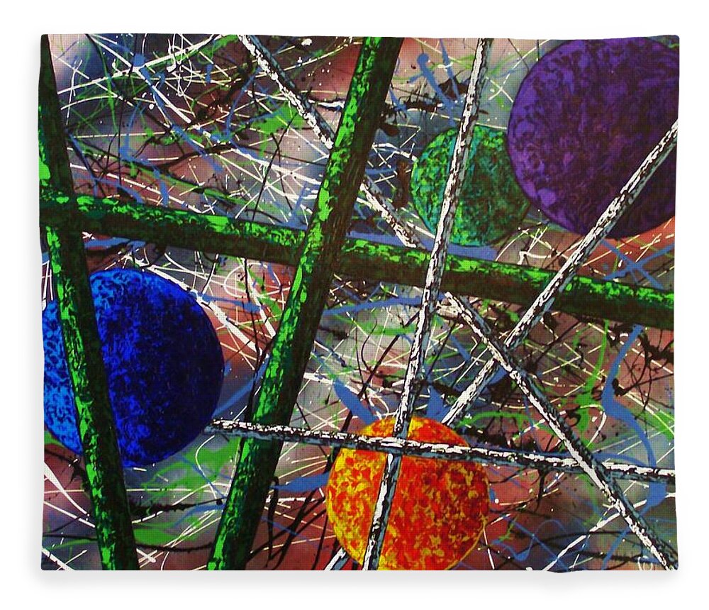 Contemporary / Abstract Fleece Blanket featuring the painting Inner Space by Micah Guenther