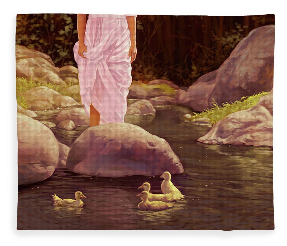 Easter Fleece Blanket featuring the painting Innocence of nature by Hans Neuhart