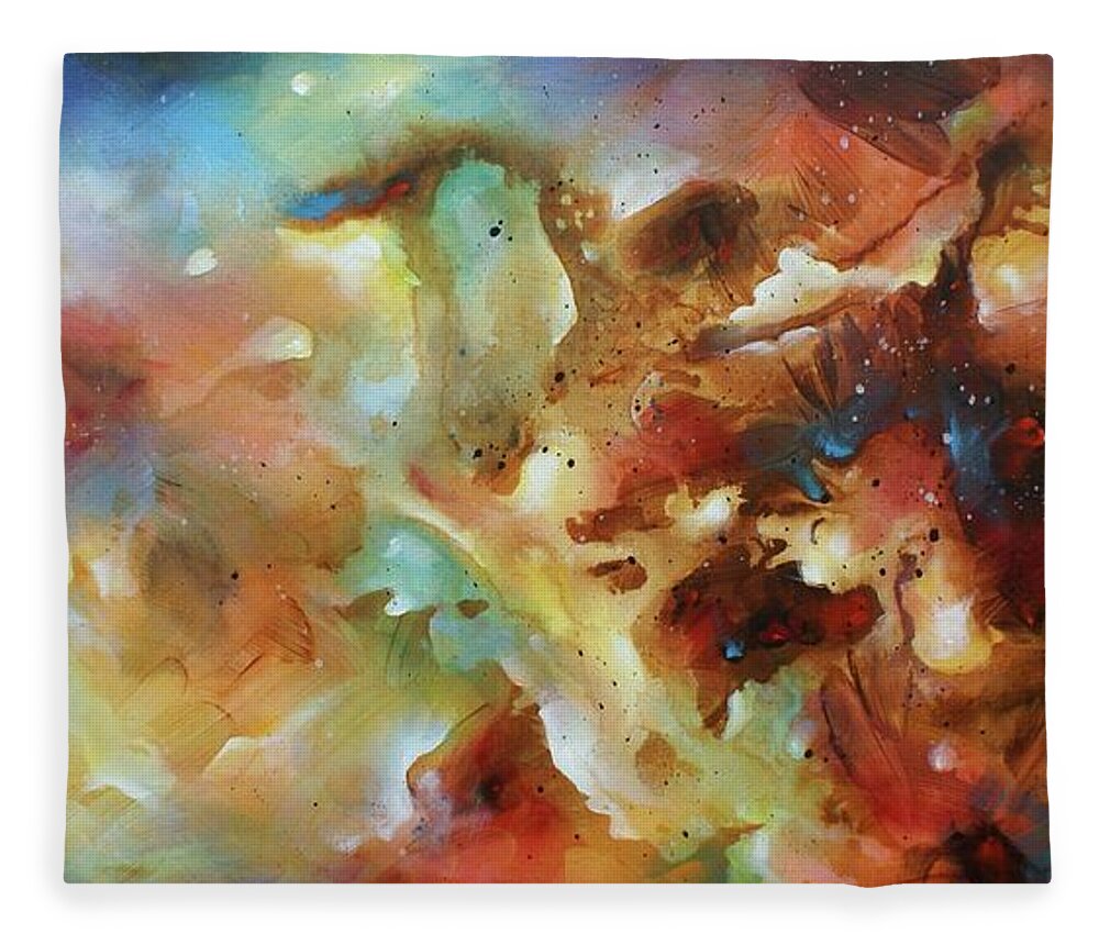 Abstract Fleece Blanket featuring the painting Outside In by Michael Lang
