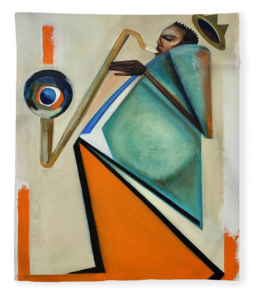Jazz Fleece Blanket featuring the painting Interboogieology by Martel Chapman