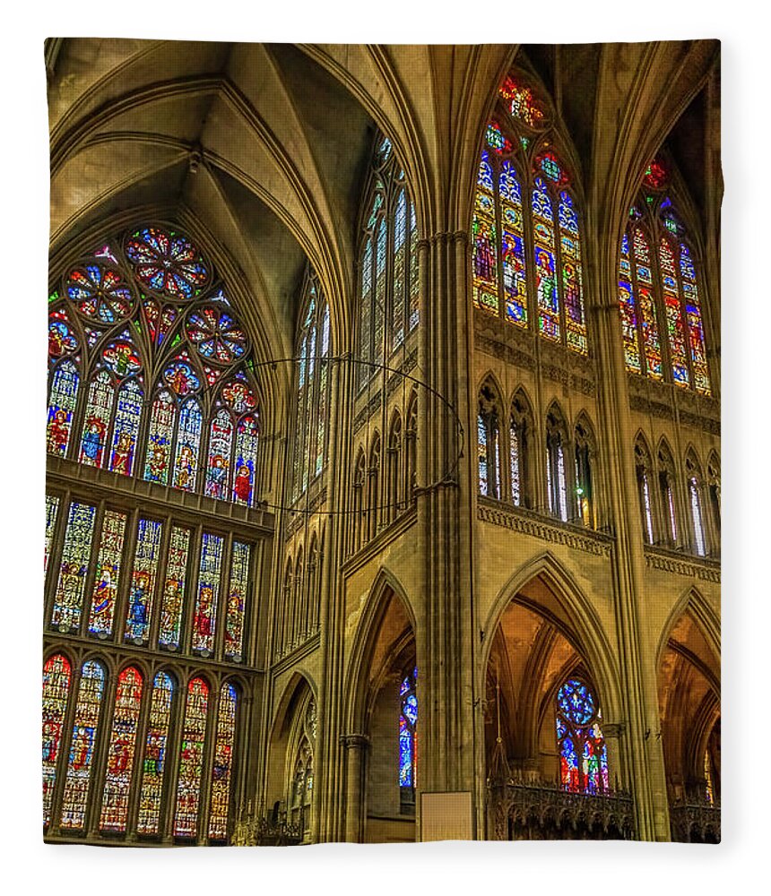 Metz Fleece Blanket featuring the photograph Interior Of Metz Cathedral In France by Elvira Peretsman