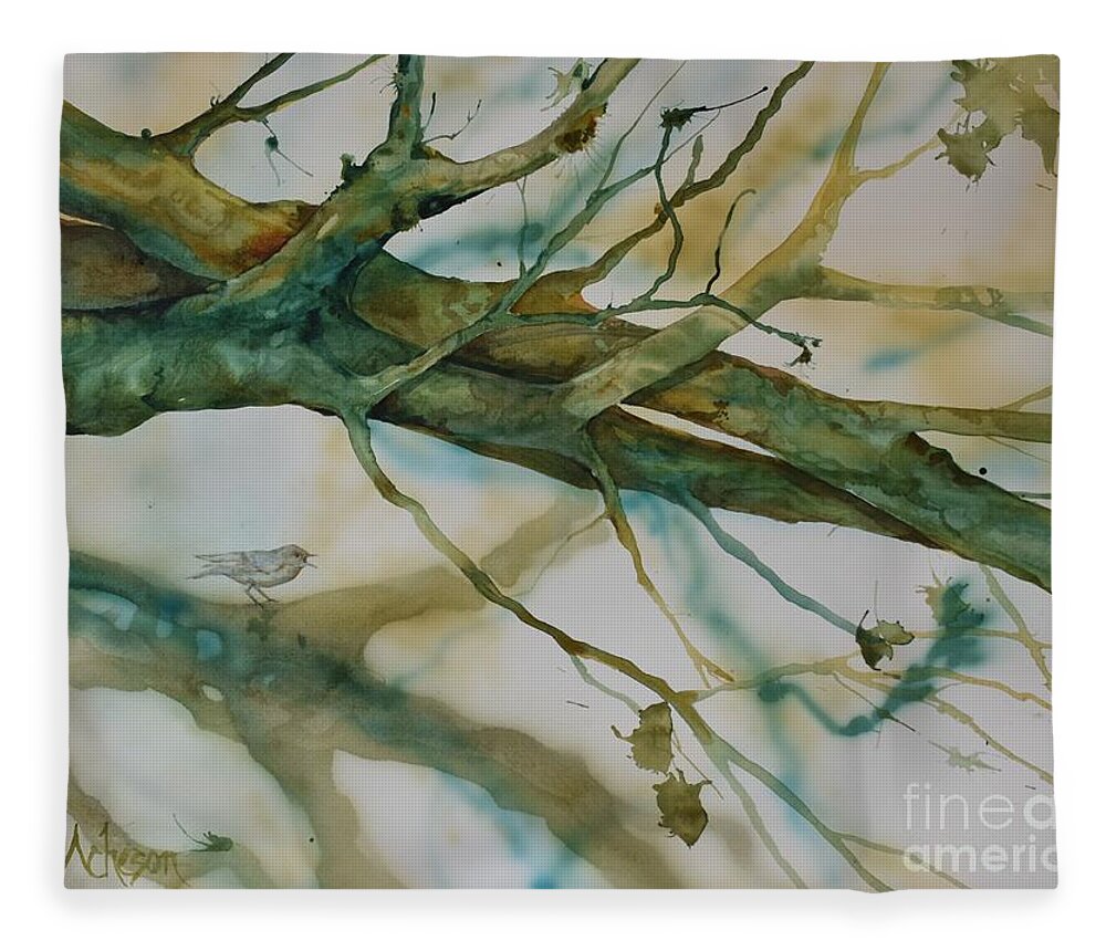 Branches Fleece Blanket featuring the painting Interlaced by Donna Acheson-Juillet
