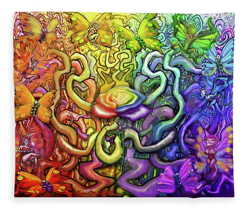 Rainbow Fleece Blanket featuring the digital art Interwoven Rainbow Magic by Kevin Middleton