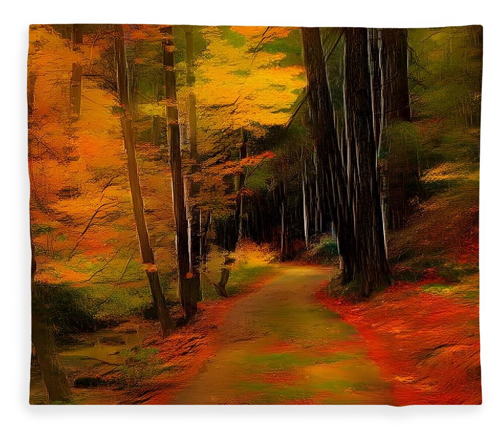 Digital Fleece Blanket featuring the digital art Into Autumn by Beverly Read