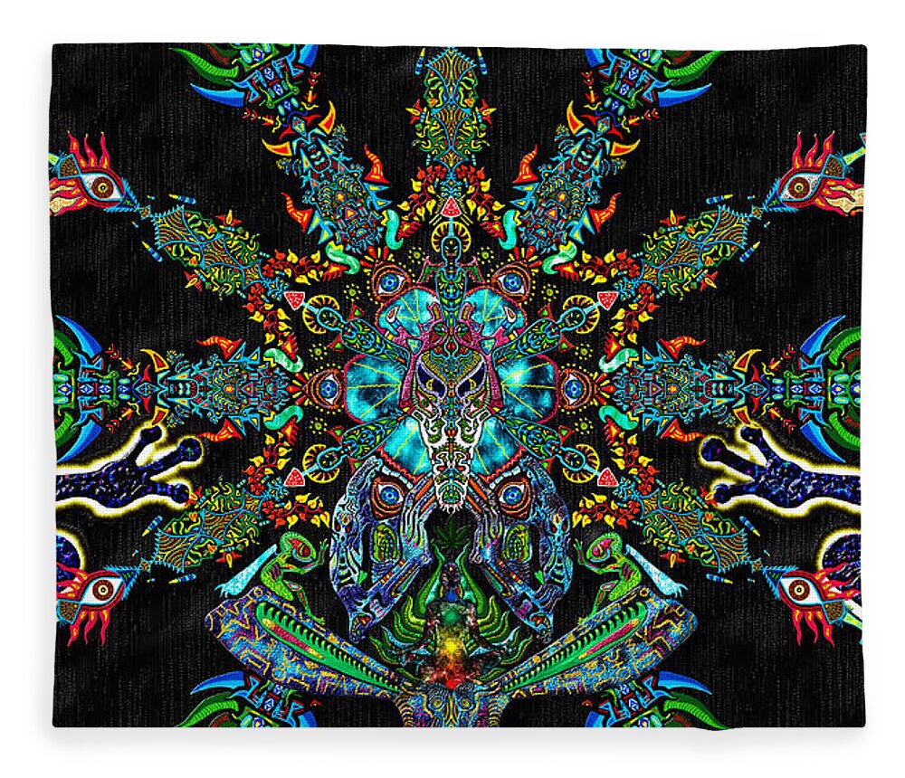 Starseeds Fleece Blanket featuring the digital art Into the Unknown by Myztico Campo