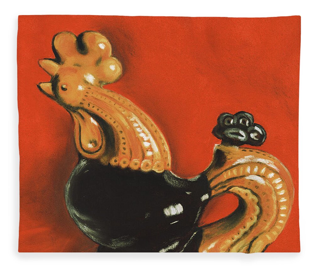 Rooster Fleece Blanket featuring the pastel Invincible Rooster - Ukraine by Anastasiya Malakhova