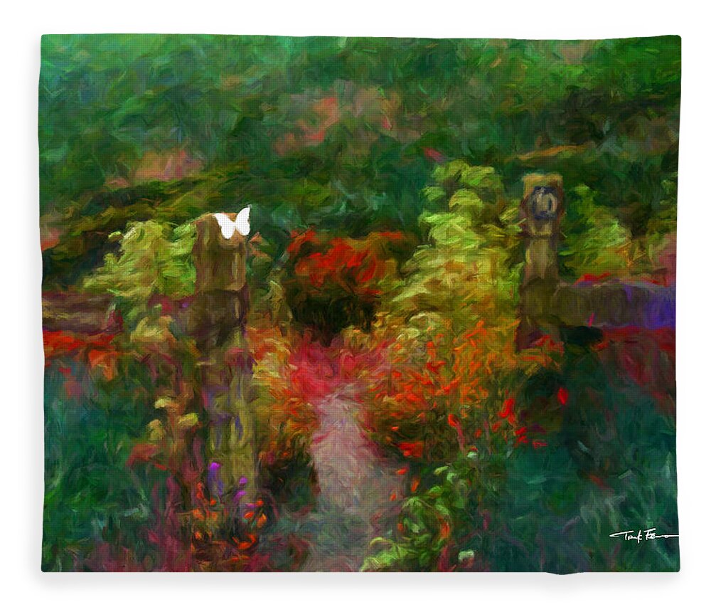  Landscape Fleece Blanket featuring the painting Invitation to Explore by Trask Ferrero