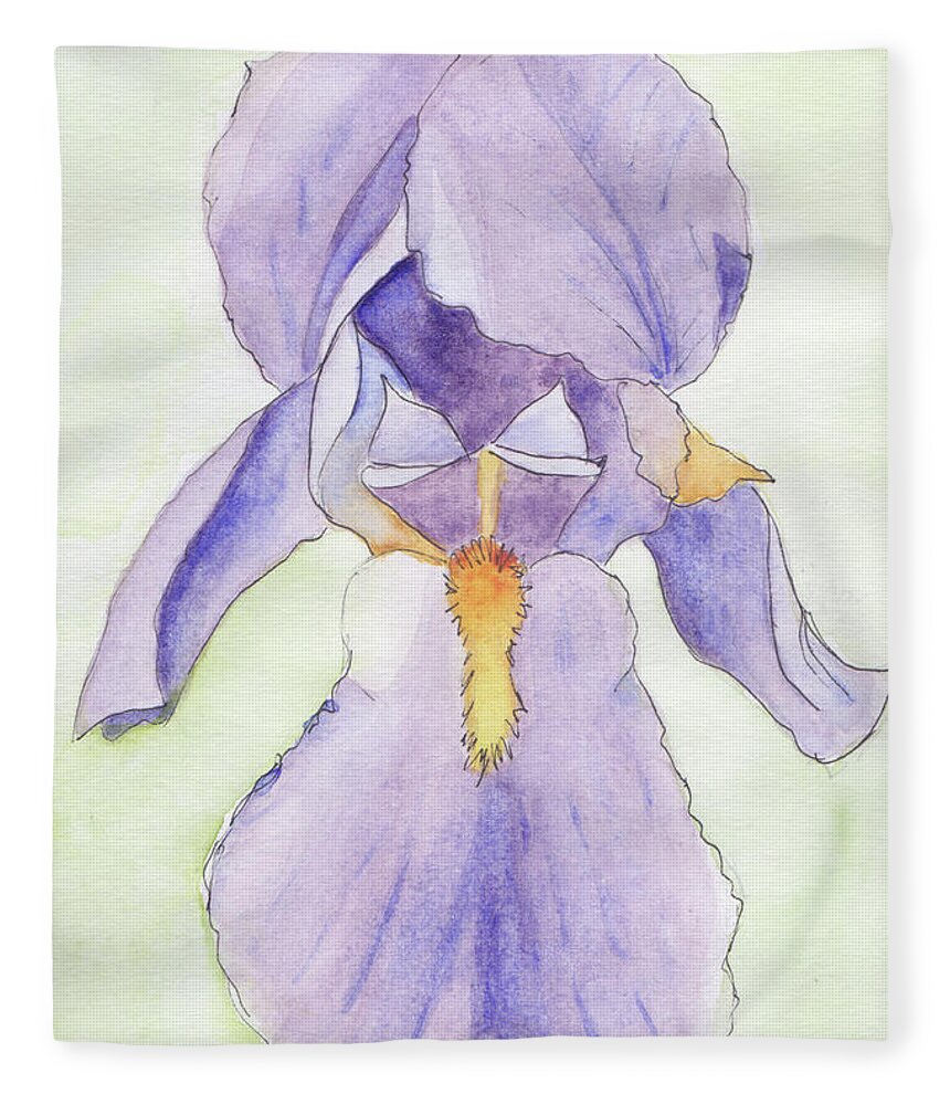 Iris Fleece Blanket featuring the painting Iris Magic by Anne Katzeff