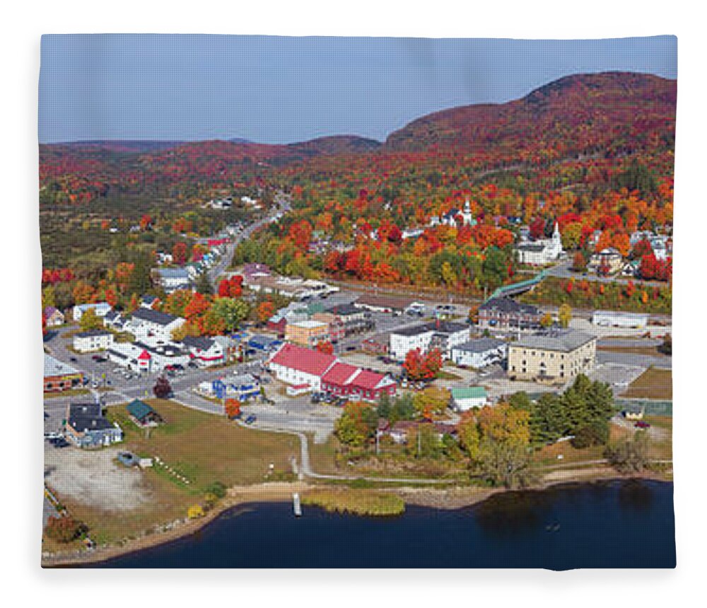 Bvt Fleece Blanket featuring the photograph Island Pond Panorama October 2020 by John Rowe
