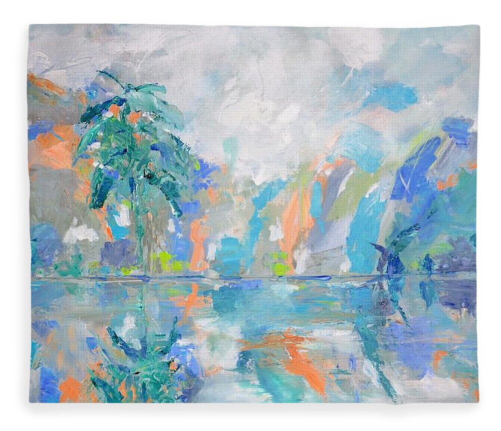 Wall Art Fleece Blanket featuring the painting Island Vibes by Donna Tuten