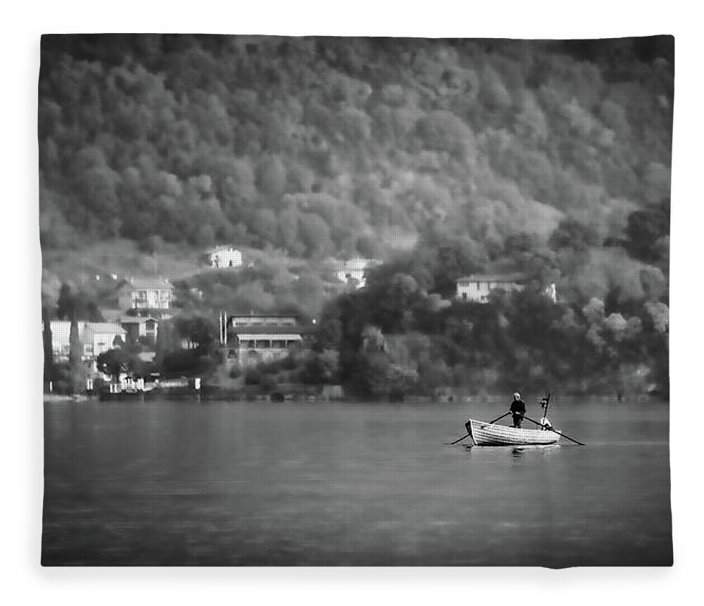 Bellagio Fleece Blanket featuring the photograph Italian Boatsman by David Downs