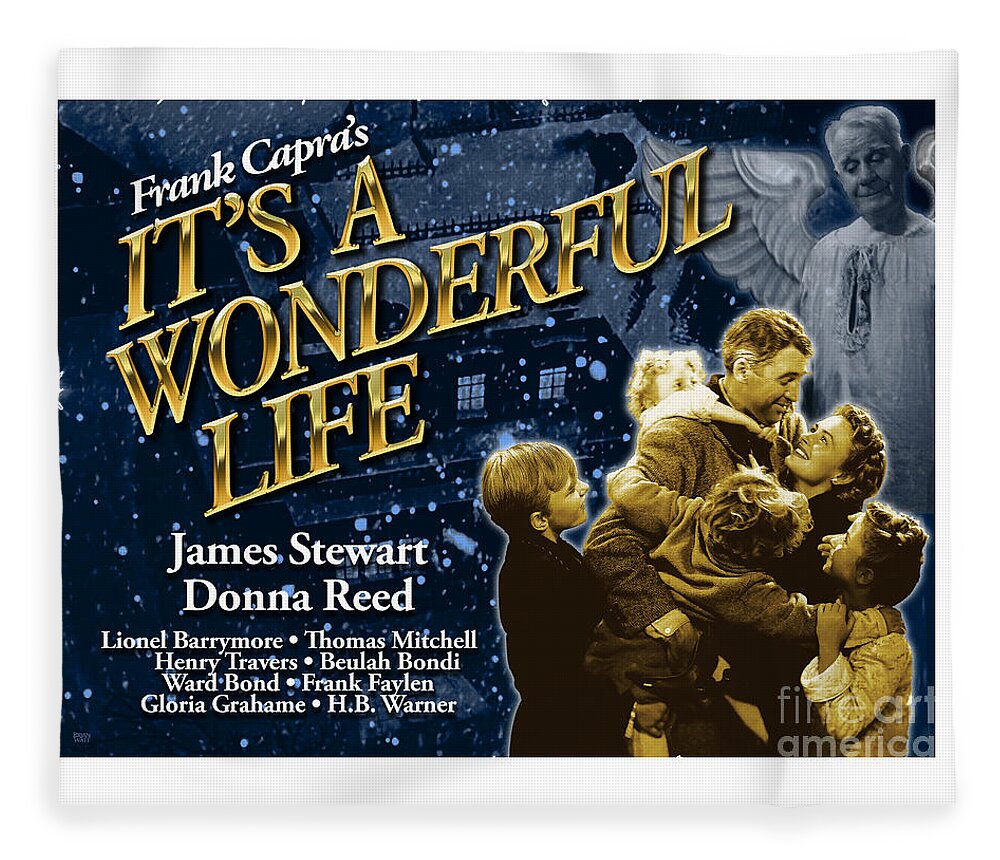 James Stewart Fleece Blanket featuring the digital art It's A Wonderful Life New Poster by Brian Watt