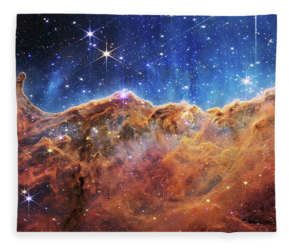 Ngc 3324 Fleece Blanket featuring the photograph James Webb Cosmic Cliffs in Carina Nebula by Sebastian Musial
