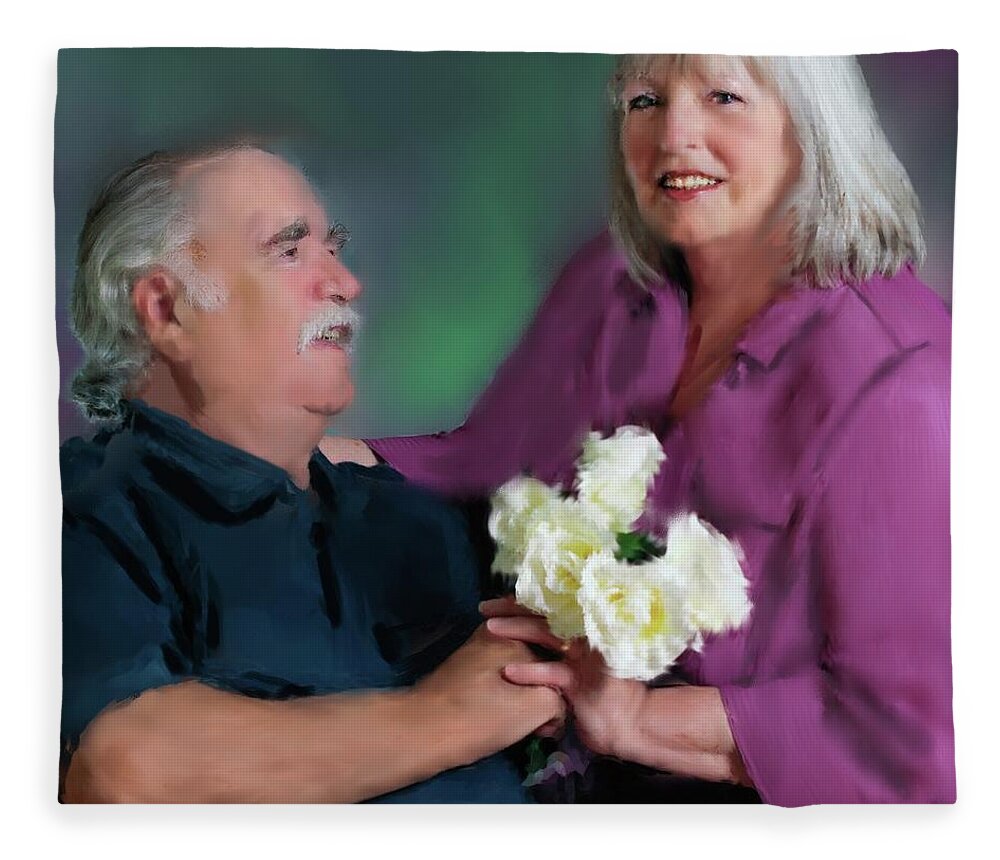 Portrait Fleece Blanket featuring the digital art Happy Couple by Cordia Murphy