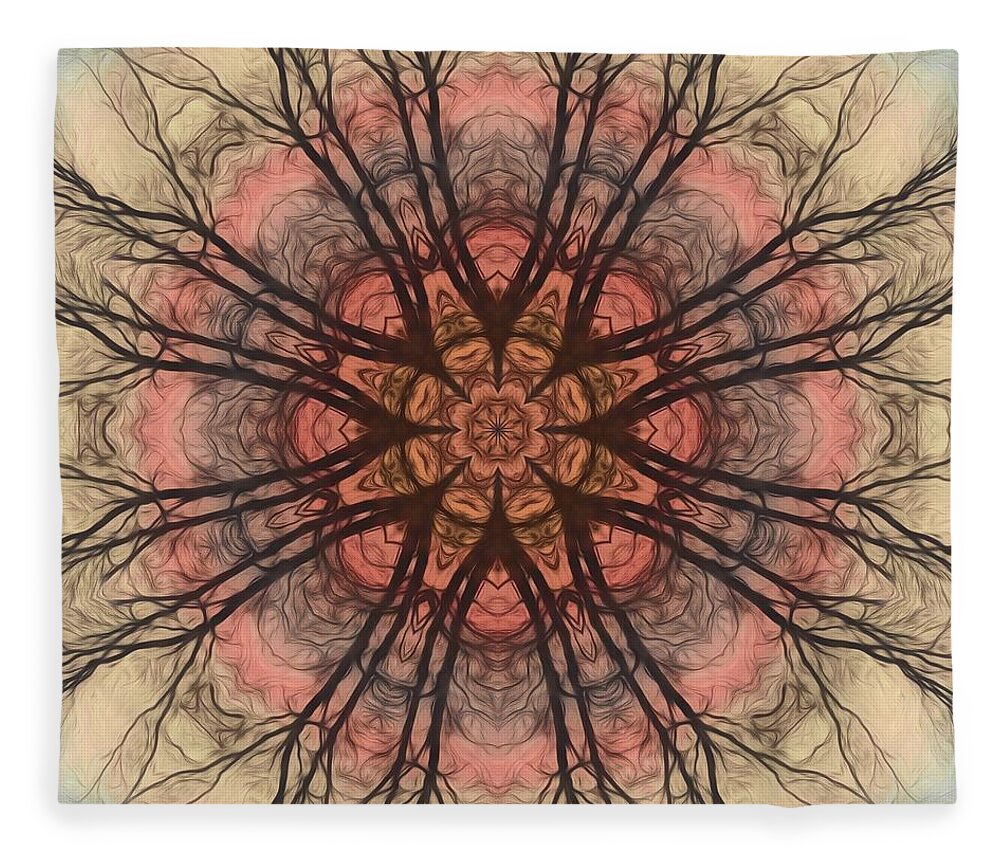 Mandala Fleece Blanket featuring the digital art January Sunrise Mandala by Beth Sawickie