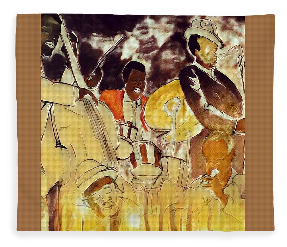  Fleece Blanket featuring the painting Jazz by Angie ONeal