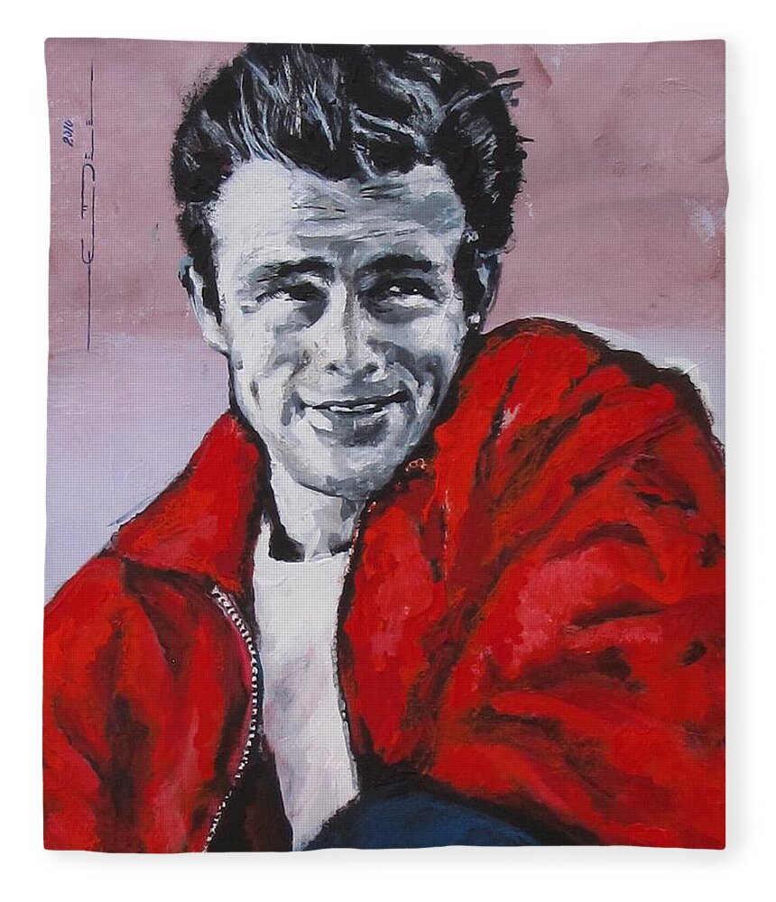 James Dean Fleece Blanket featuring the pastel J.Dean - Without a Cause by Eric Dee