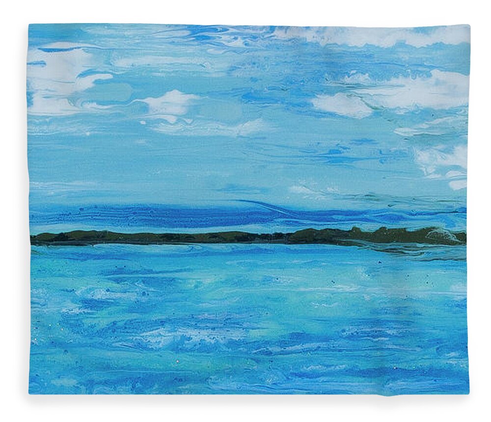 Seascape Fleece Blanket featuring the painting Johnson Key Channel by Steve Shaw