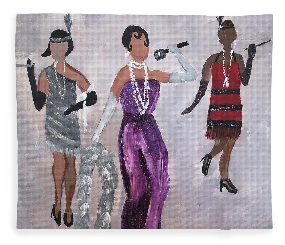 Josephine Baker Fleece Blanket featuring the painting Josephine Baker by Jennylynd James