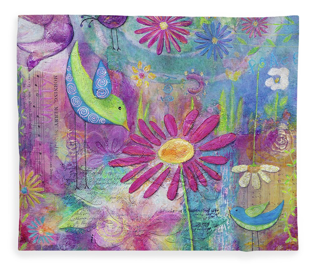 Whimsical Fleece Blanket featuring the painting joy by Winona's Sunshyne