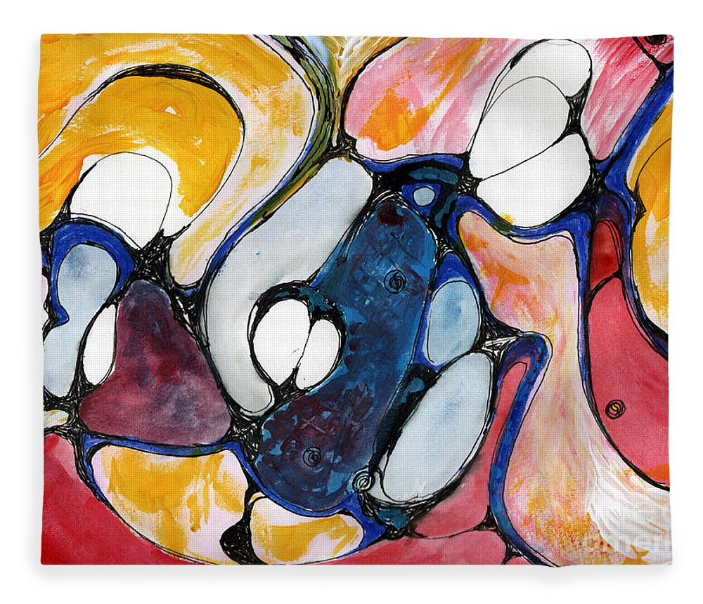 Abstract Fleece Blanket featuring the painting Joyful Liberation of Wounded Hearts by Zsanan Studio