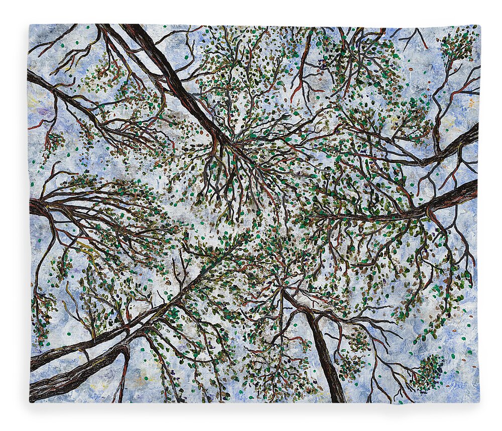 Canopy Of Trees Fleece Blanket featuring the painting June canopy. Marion, Illinois. by ArtStudio Mateo