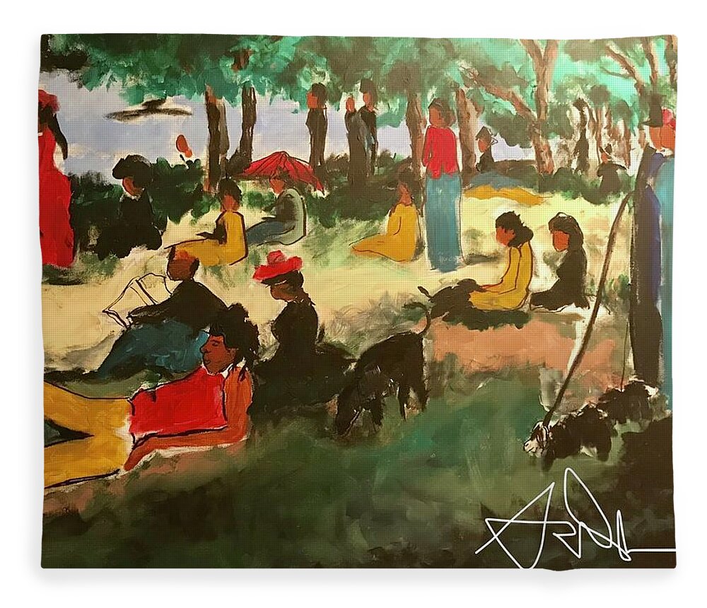  Fleece Blanket featuring the painting Juneteenth by Angie ONeal