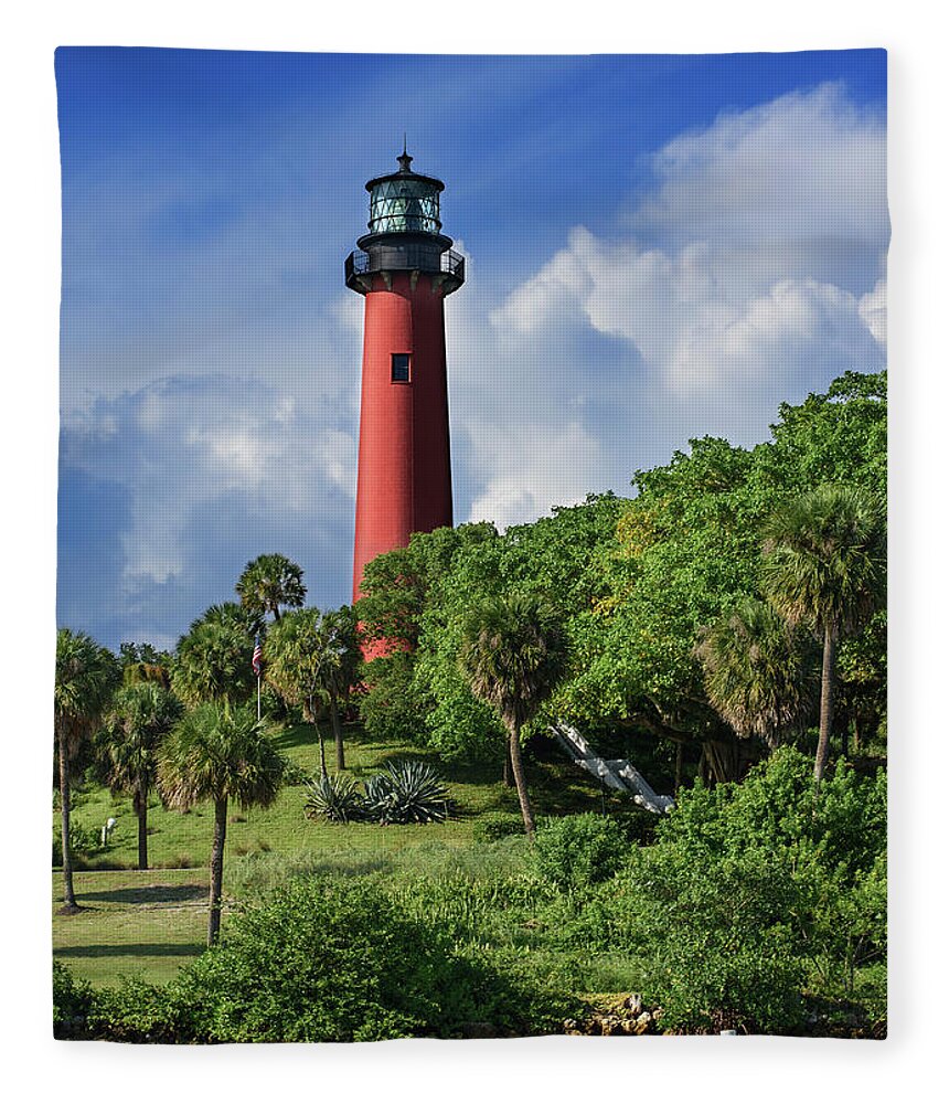 Jupiter Lighthouse Fleece Blanket featuring the photograph Jupiter Lighthouse Florida by Laura Fasulo
