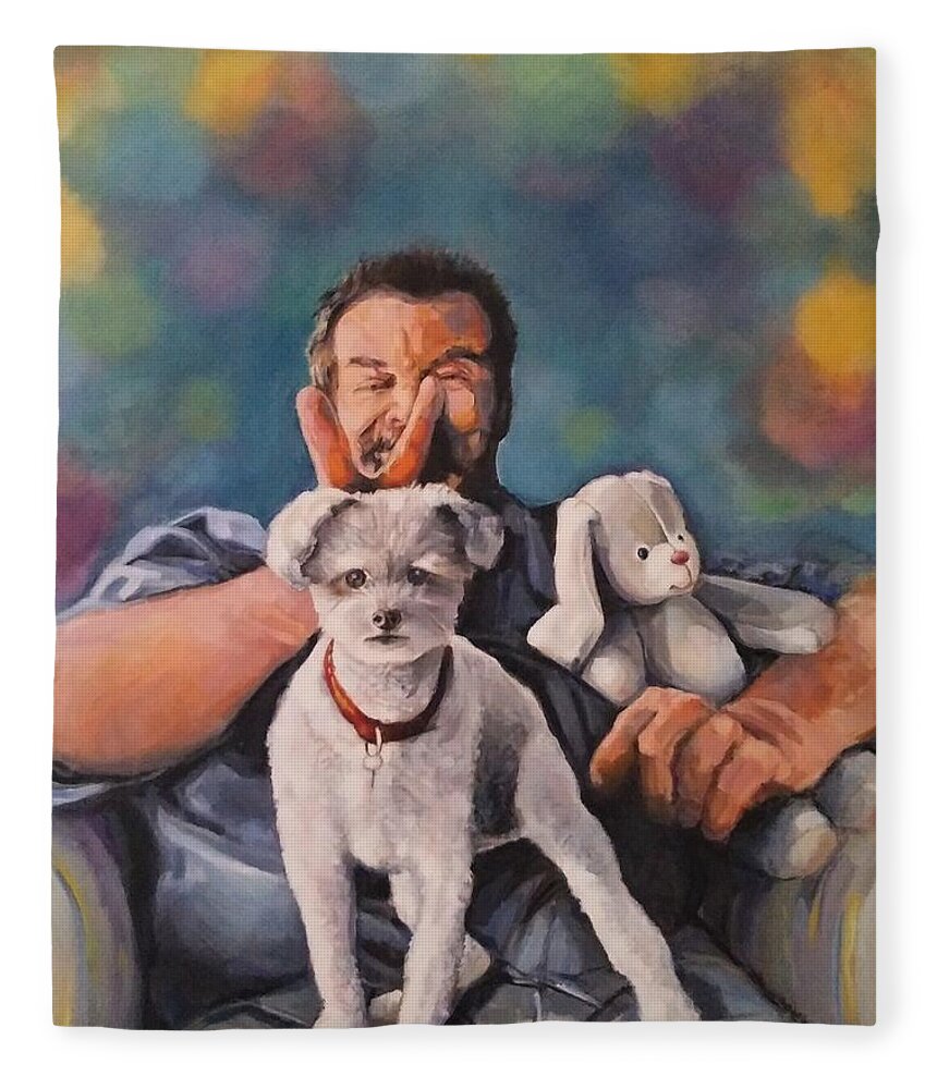 Man Fleece Blanket featuring the painting Just Another Day Without You by Jean Cormier
