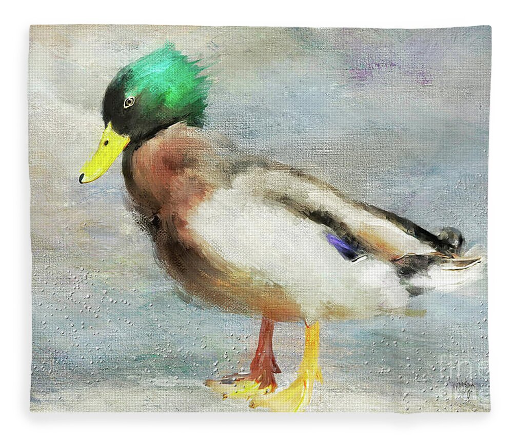 Animal Fleece Blanket featuring the digital art Just Ducky by Lois Bryan