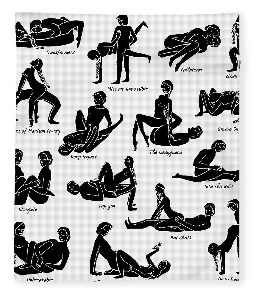 Kama Sutra Illustrated poses named with films Fleece Blanket by Gina Dsgn