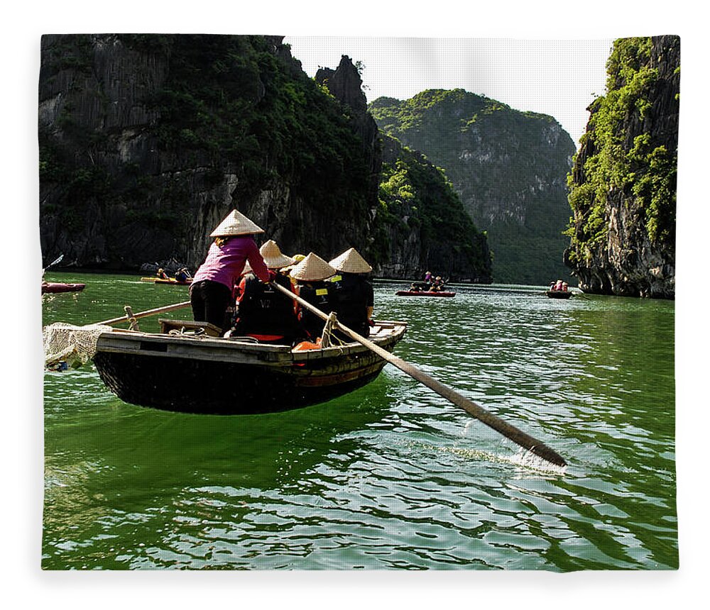 Vietnam Fleece Blanket featuring the photograph Between Land And Sea - Bai Tu Long Bay, Vietnam by Earth And Spirit
