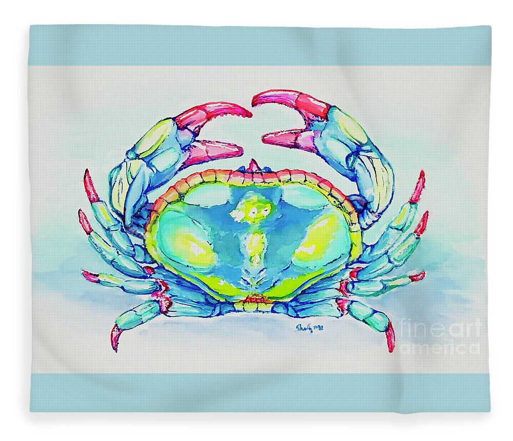 Crab Fleece Blanket featuring the painting Key West Crab 2021 by Shelly Tschupp