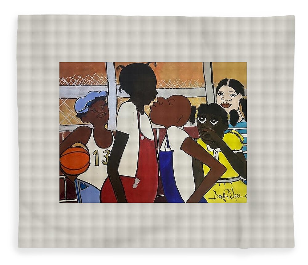  Fleece Blanket featuring the mixed media Kids by Angie ONeal
