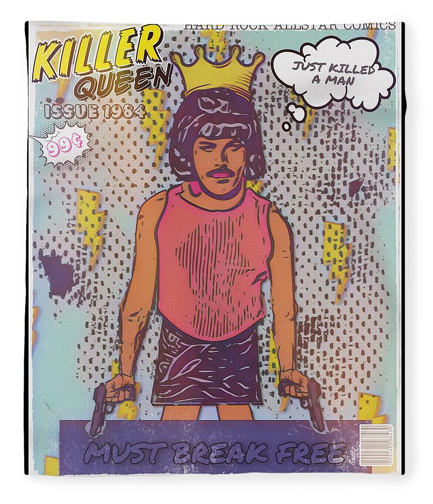 Queen Fleece Blanket featuring the digital art Killer Queen Issue 1984 by Christina Rick