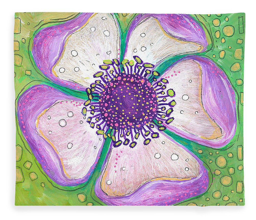 Flower Painting Fleece Blanket featuring the painting Kindness by Tanielle Childers