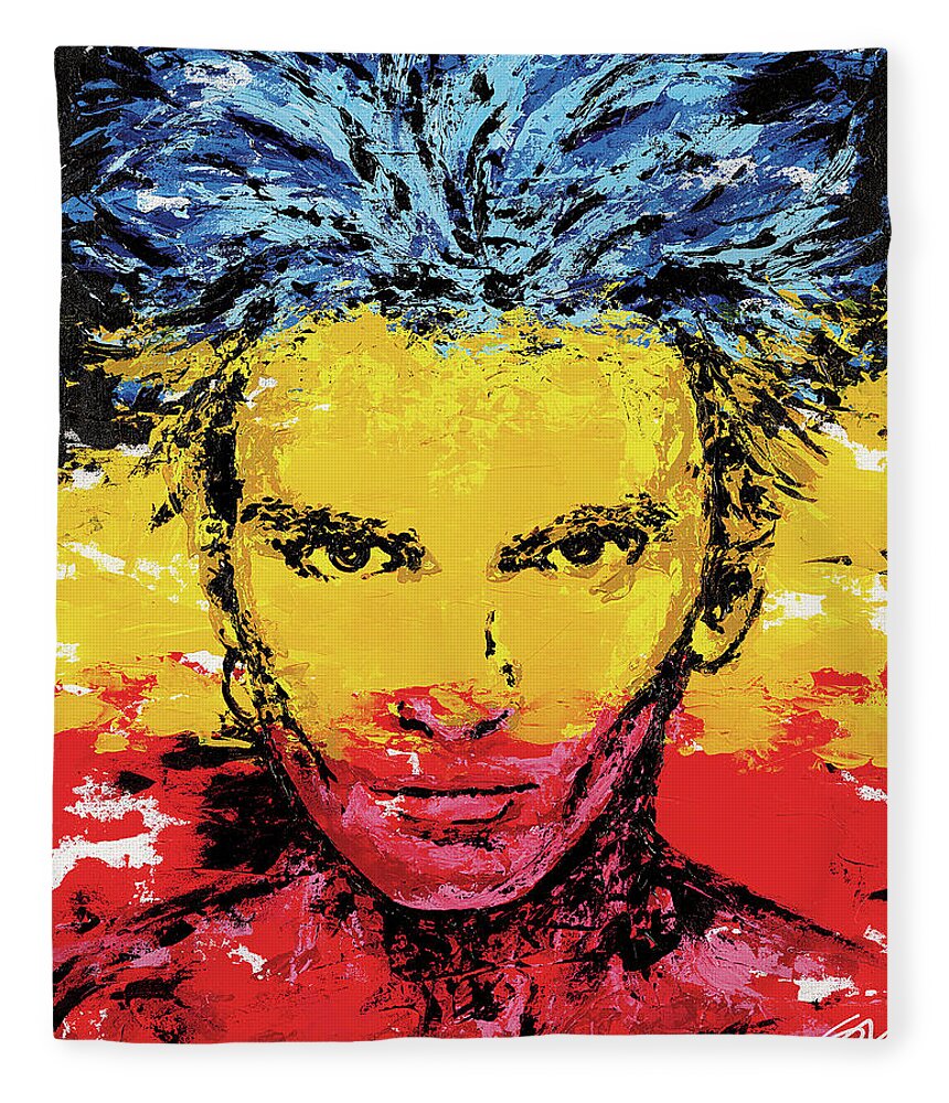 Sting Fleece Blanket featuring the painting King of Pain by Steve Follman