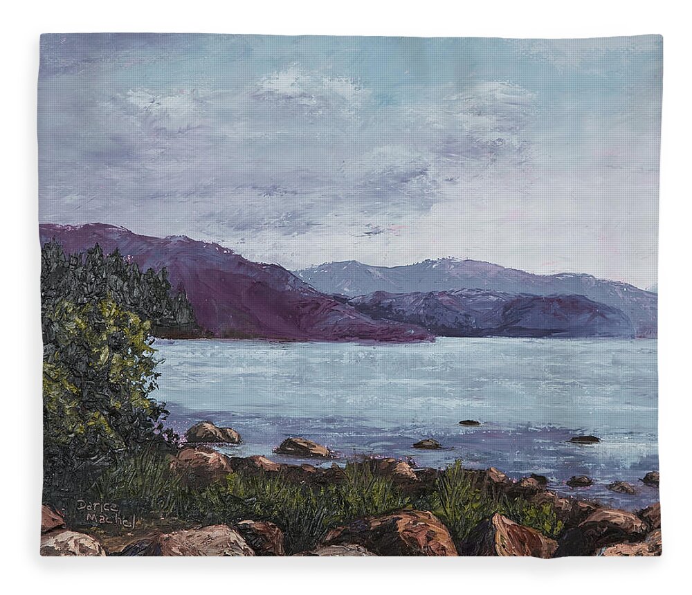 Landscape Fleece Blanket featuring the painting Kings Beach Lake Tahoe by Darice Machel McGuire