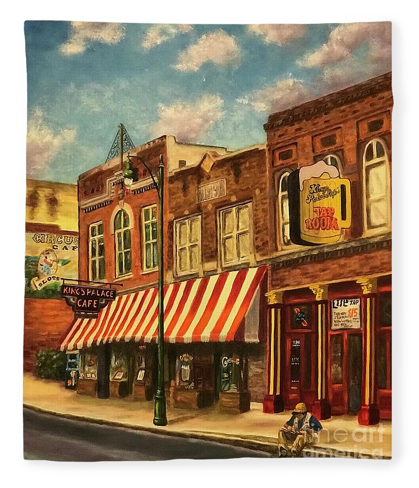 Paintings Fleece Blanket featuring the painting Kings Palace Cafe by Sherrell Rodgers