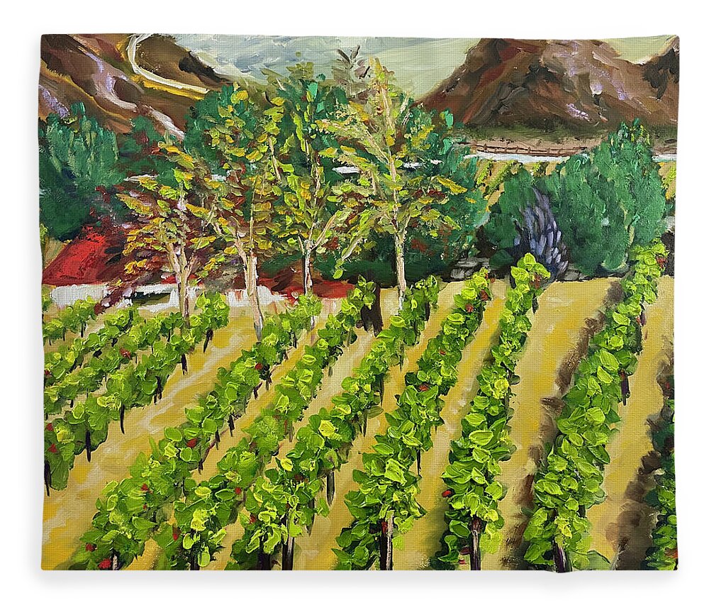 Somerset Winery Fleece Blanket featuring the painting Kirk's View by Roxy Rich