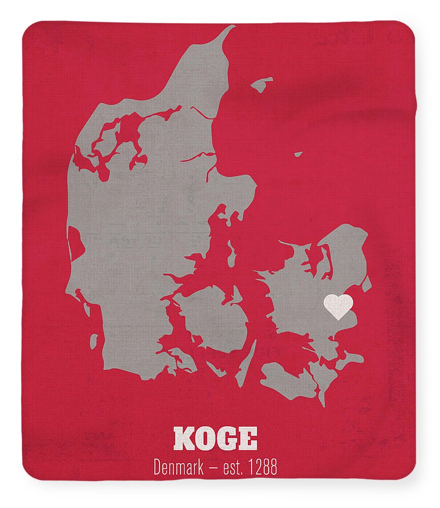 Koge Founded World Cities Heart Print Fleece Blanket by Design - Instaprints