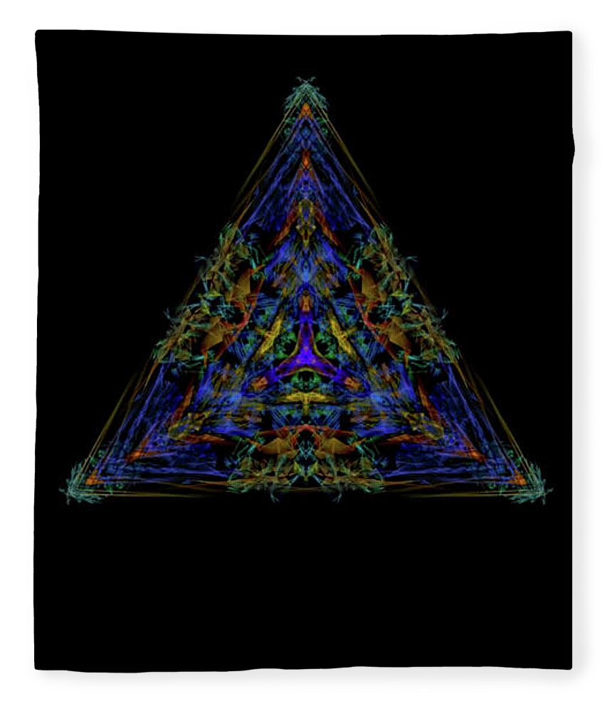 Kosmic Kreation Interstellar Pyramid Fleece Blanket featuring the digital art Kosmic Kreation Interstellar Pyramid by Michael Canteen