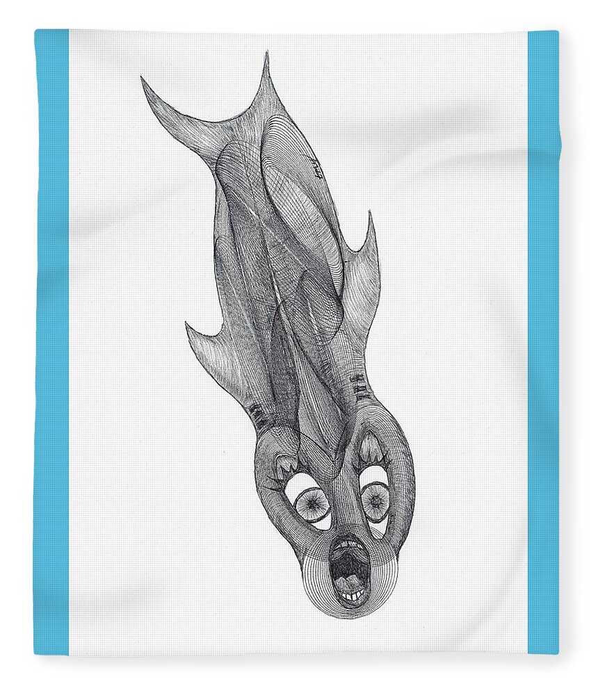 Fish Fleece Blanket featuring the drawing Krazy Fish Singing by Teresamarie Yawn