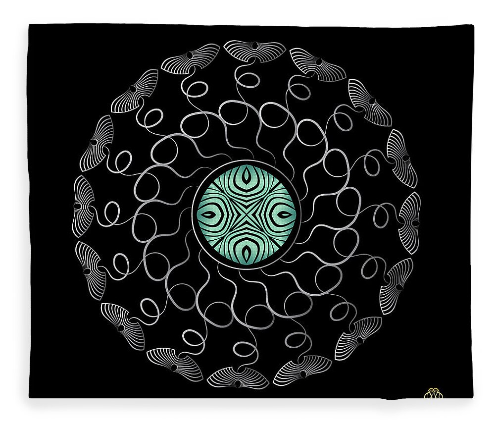 Mandala Fleece Blanket featuring the digital art Kuklos No 4340 by Alan Bennington