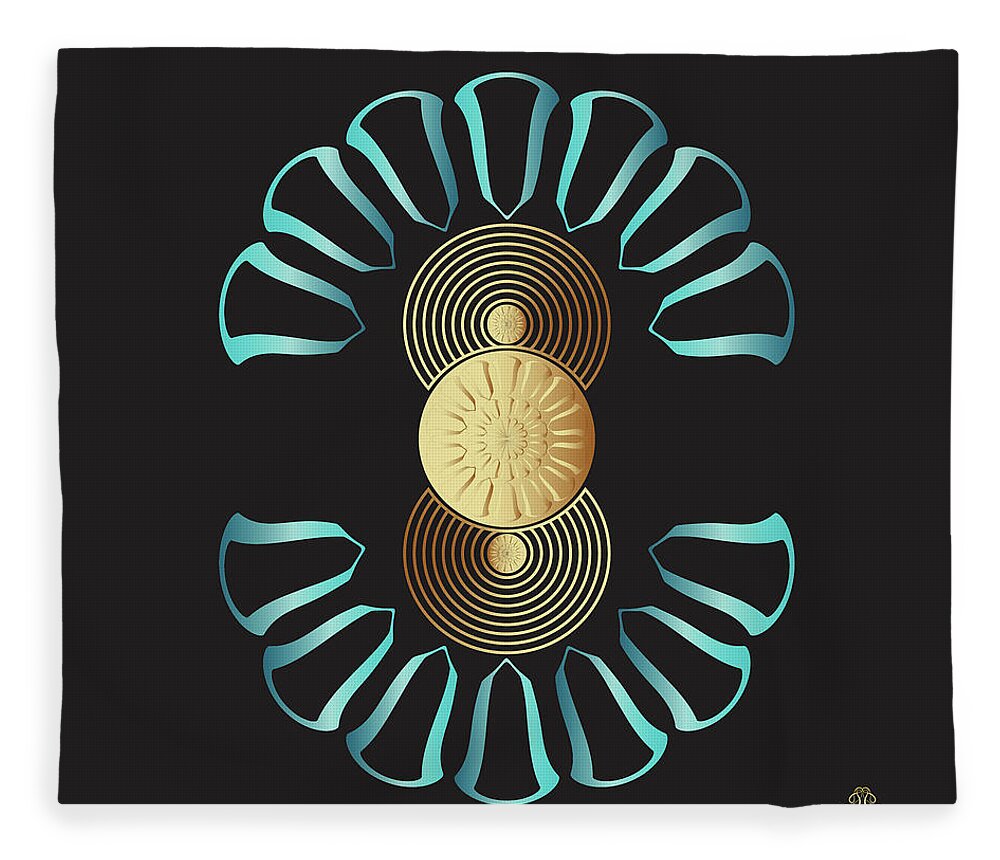 Mandala Fleece Blanket featuring the digital art Kuklos No 4366 by Alan Bennington