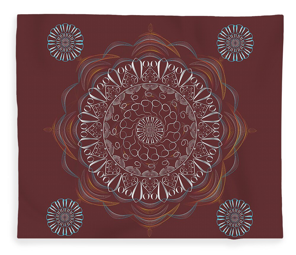 Mandala Fleece Blanket featuring the digital art Kuklos No 4386 by Alan Bennington
